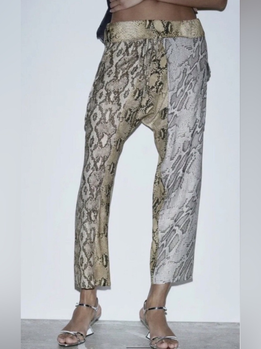 Zara patchwork snake print cargo pants S